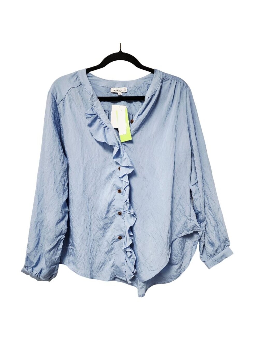 Sam Edelman Womens Blue Long Sleeve Button-Down Ruffle Blouse Size S